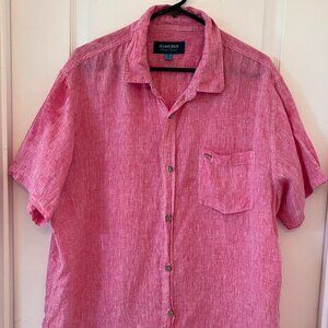 IslandHaze Key West Short Sleeve Men's 100%‎ Red Linen Shirt in XL